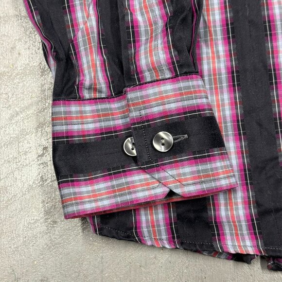 Eton Contemporary Dress Shirt Black & Pink Plaid Pattern 43 17 XL - Picture 4 of 8